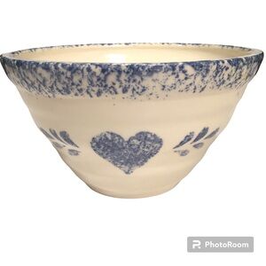 Porcelain Medium Small Bowl with Blue Heart Motif